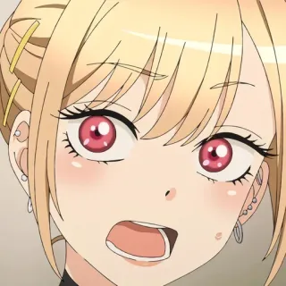 👄 Marin Kitagawa My Dress-Up Darling Anime, Cabelo loiro, Chocado(a), Olhos rosas, Marin Kitagawa, My Dress-Up Darling telegram sticker