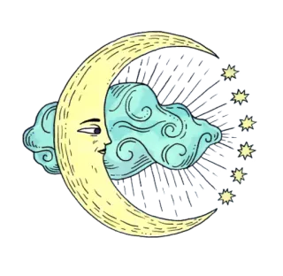 🌜 moon, stars, cloud, crescent moon, celestial, night telegram sticker