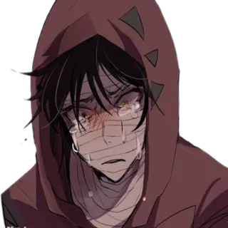 😭 Anime, Personaggio, Emotivo, Triste, Piangendo, Lacrime, Felpa con cappuccio telegram sticker
