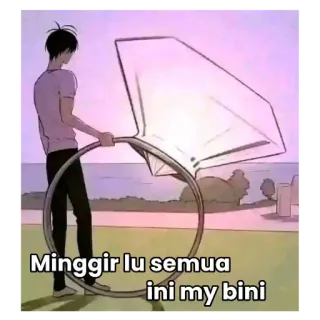 🖼 Minggir lu semua ini my bini man, ring, marriage, proposal, anime style, manga, love, indonesian telegram sticker