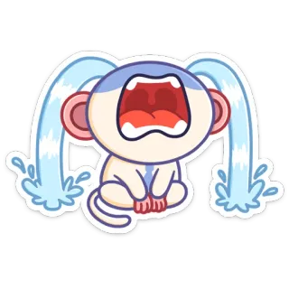 😔 chorando, macaco, lágrimas, triste, desenho animado, animal, emoções telegram sticker