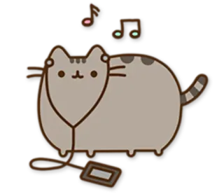 🎵 Pusheen Katze, Musik, Kopfhörer, Cartoon, Süß, Tier telegram sticker