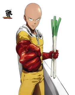 👊 Saitama One-Punch Man one-punch man, saitama, anime, hero, leek, serious, character telegram sticker