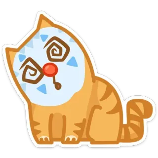 😵 chat, dessin animé, animal, autocollant, étourdi, mignon, chat orange telegram sticker