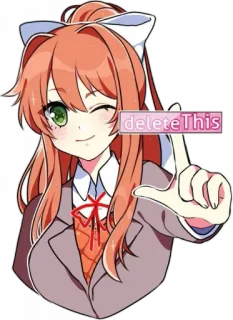 💚 Monika Doki Doki Literature Club! deleteThis anime, game, monika, dokidoki, delete, cute, sticker telegram sticker