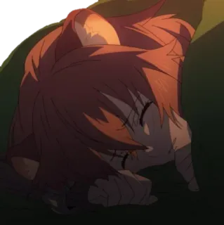 😖 Anime, dormire, ragazza volpe, orecchie, Kawaii telegram sticker