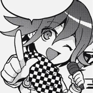 🏁 Anime, Manga, Cartoon, Charakter, Mikrofon, kariert, Kawaii whatsapp sticker