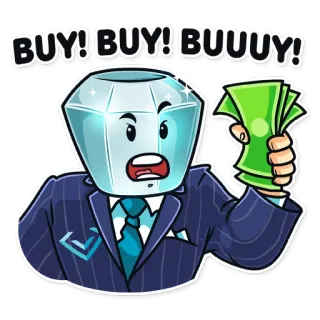 📈 BUY! BUY! BUUUY! dinero, comprar, diamante, riqueza, compras, finanzas whatsapp sticker
