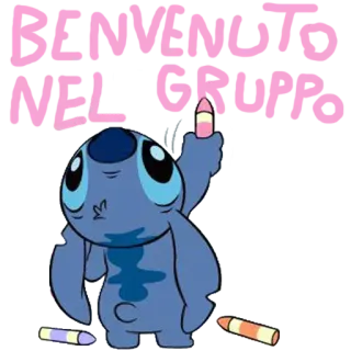 🐨 Stitch Lilo & Stitch BENVENUTO NEL GRUPPO cartoon, Stitch, Lilo & Stitch, welcome, Italian telegram sticker