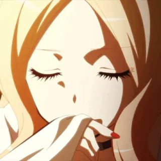 🌙 Anime, Kobieta, Blond Włosy, Portret telegram sticker