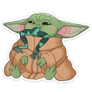 🐸 Grogu The Mandalorian star wars, baby yoda, mangiare, rana, carino telegram sticker