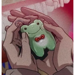 🍄 grenouille, porte-clés, mignon, vert, jouet, animal, breloque telegram sticker