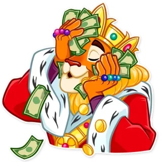 ☺️ деньги, король, лев, корона, богатство, наличные telegram sticker