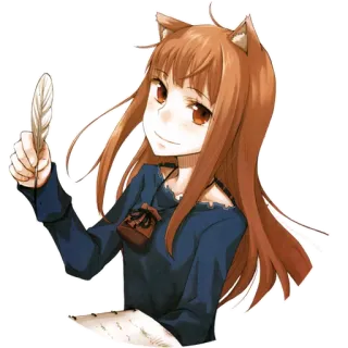 🖋 Holo Spice and Wolf Аниме, Девушка-лиса, Холо, Волчица и специи, Перо, Письмо, Уши telegram sticker