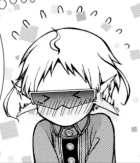 😎 Anime, Manga, Niedlich, Cartoon, Elf, Erröten, Brille telegram sticker