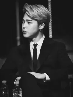 🍸 Jimin Jimin, BTS, K-pop, Piosenkarz, Czarno-białe, Garnitur telegram sticker