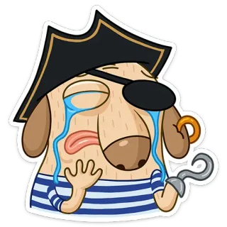 😭 개, 해적, 울음, 만화, 이모티콘, 슬픈, 스티커 whatsapp sticker