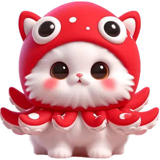 😳 cat, octopus, cute, animal, cartoon, fluffy, kawaii telegram sticker