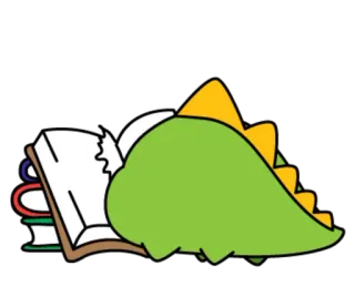 🤓 динозавр, чтение, книги, мультфильм, животное, милый, каваий telegram sticker