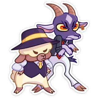 😡 goat, sheep, gangster, suit, cartoon telegram sticker