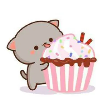 👻 cat, cupcake, cute, kawaii, cartoon, dessert, sweet treat, whimsical whatsapp sticker
