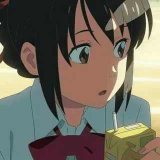 💫 Miyamizu Mitsuha Your Name Anime, Cô gái, Đồng phục học sinh, Hộp nước trái cây, Miyamizu Mitsuha, Your Name telegram sticker