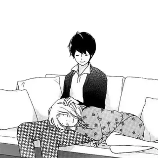 ❤ Manga, Anime, Coppia, Dormire, Divano, Amore telegram sticker