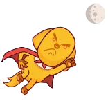 🌕 dessin animé, en colère, super-héros, chien, volant, cape telegram sticker
