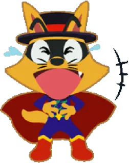 🤣 cartoon, animal, fox, superhero, hat, cape, laughing, sticker whatsapp sticker