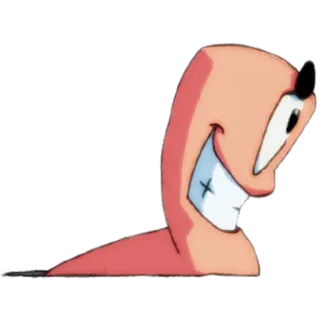 😁 verme, cartone animato, animale, creatura, sorridente, personaggio telegram sticker