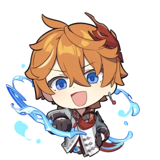 ⚔️ Tartaglia Genshin Impact Spiel, Anime, Chibi, Hydro, Tartaglia whatsapp sticker