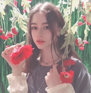 ⭐ mujer, flores, retrato, belleza, chica, estético telegram sticker