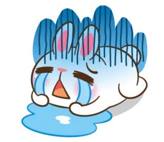 😭 плачет, грустный, кролик, слезы, синий whatsapp sticker