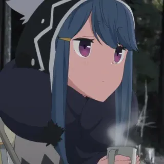 😐 Rin Shima Yuru Camp Аниме, Девушка, Кемпинг, Мило, Зима, Релакс, Природа telegram sticker