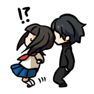 ⁉️ Anime, Couple, Romance, Uniforme scolaire, Amour, Dessin animé, Mignon telegram sticker
