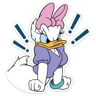 😤 Daisy Duck Kartun, Bebek, Marah, Disney, Tanda seru, Karakter whatsapp sticker