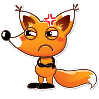 😠 renard, en colère, animal, dessin animé, emoji, autocollant telegram sticker