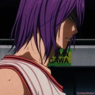 💜 Murasakibara Atsushi Kuroko's Basketball Anime, Pallacanestro, Capelli viola, Sport, Personaggio telegram sticker