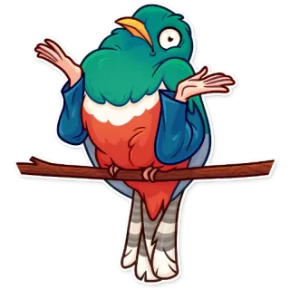 🤷‍♀️ pássaro, dando de ombros, confuso, animal, ilustração, adesivo telegram sticker