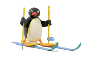 🎿 Pingu pingüino, dibujos animados, Pingu, esquí, animal, lindo, animado whatsapp sticker