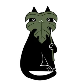 🙈 cat, leaf, black cat, animal, cute, kawaii, pet telegram sticker