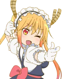 😉 Tohru Miss Kobayashi's Dragon Maid anime, dragon, maid, cute, kawaii, funny, manga telegram sticker