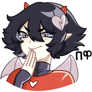 🙃 anime girl, devil, demon, heart, evil, cartoon, sticker telegram sticker