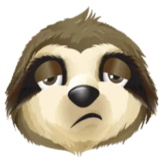 😕 bicho-preguiça, animal, fofo, preguiçoso, sonolento, triste, desenho animado whatsapp sticker