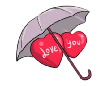 🏖 Love YOU amor, corazón, paraguas, san valentín, romántico, cuidado, relación telegram sticker