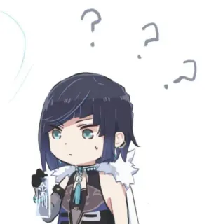 ❓ Yelan Genshin Impact 夜兰, 原神, 动漫人物, 游戏人物, 问号, Q版 telegram sticker