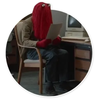 🙁 Red Guy Don't Hug Me I'm Scared 赤い人, Don't Hug Me I'm Scared, DHIMS, 人形, オフィス, テレビ番組 telegram sticker