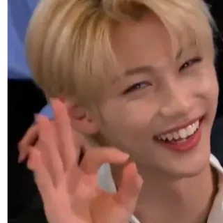 😄 kpop, 偶像, 微笑, OK手势, 积极, 人物, 金发 telegram sticker