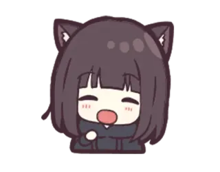😊 telinga kucing, gadis anime, kartun, kawaii, chibi, imut telegram sticker