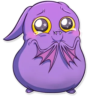 😢 dễ thương, con dơi, quái vật, hoạt hình, kawaii, tím, nước mắt, khóc telegram sticker